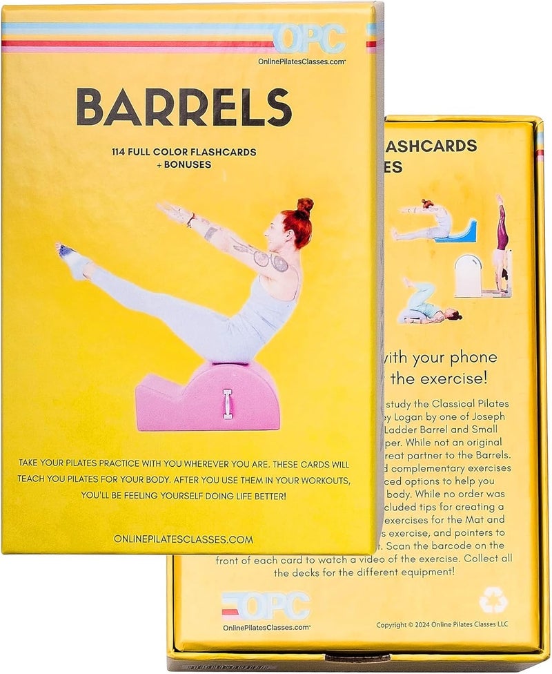 OnlinePilatesClasses.com OnlinePilatesClasses Pilates Barrels Flashcards, Deck Cards Set with Video Tutorial for Spine Corrector, Ladder Barrel, Small Barrel & C-Shaper Exercise, Home Gym Workout, Barrel Arc Not Included - Image 2